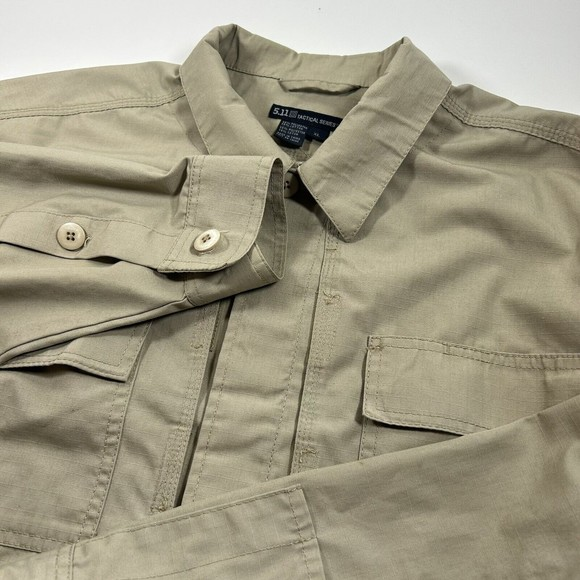 5.11 Tactical Series XL Button Up Work Long Sleeve Beige‎ Shirt - Picture 1 of 6